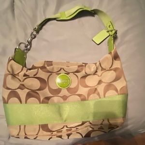 Coach  Bag- Brown and lime green